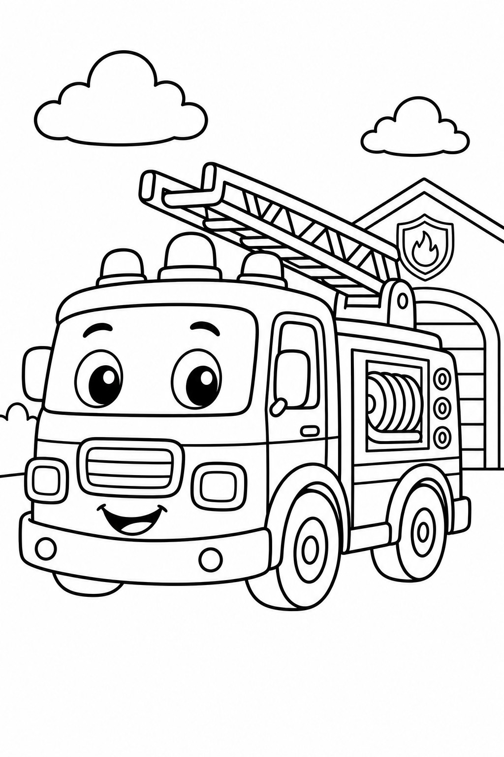 fire trucks coloring page