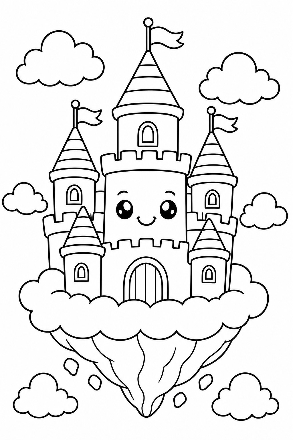 Floating Sky Castles coloring page