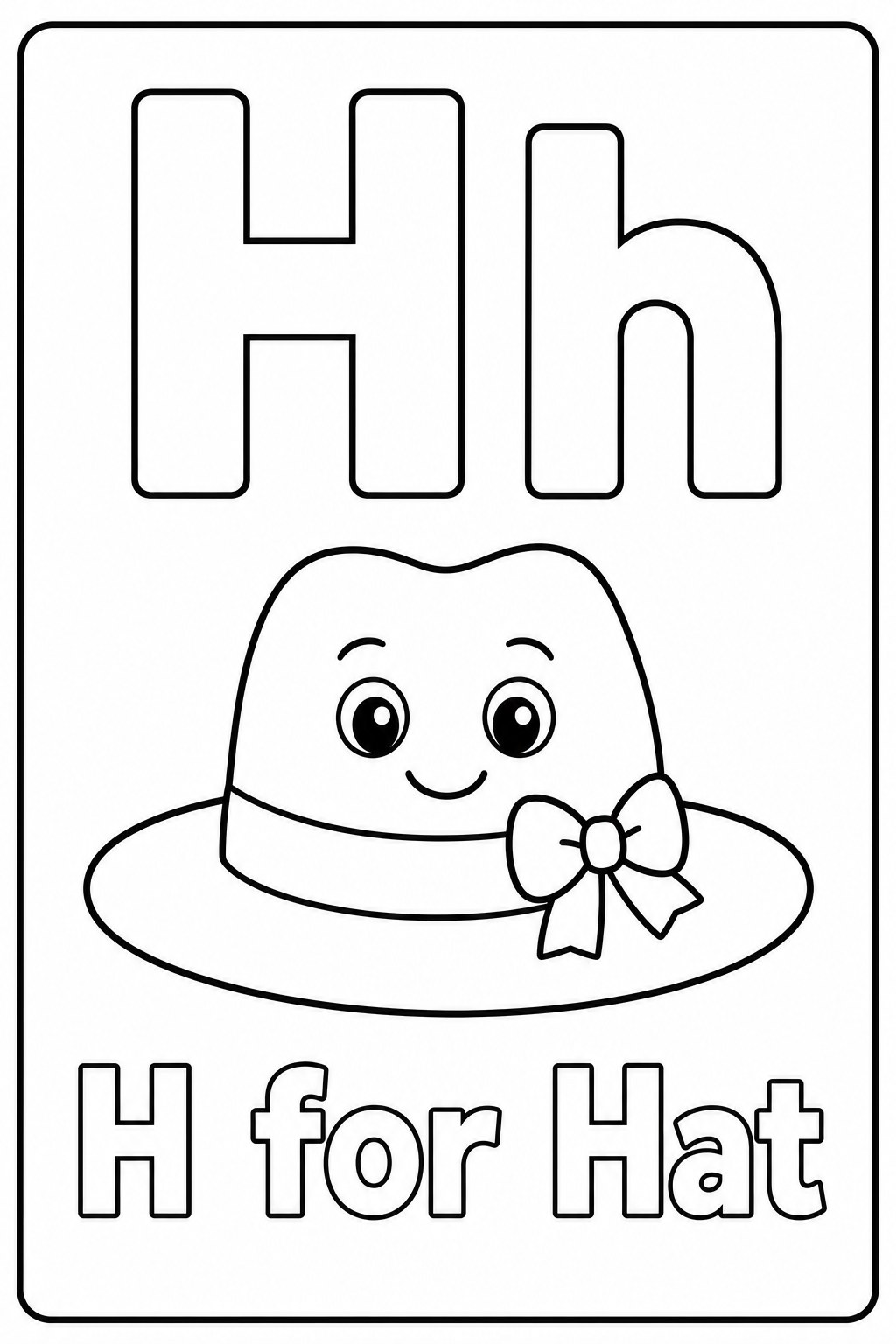 H for Hat coloring page