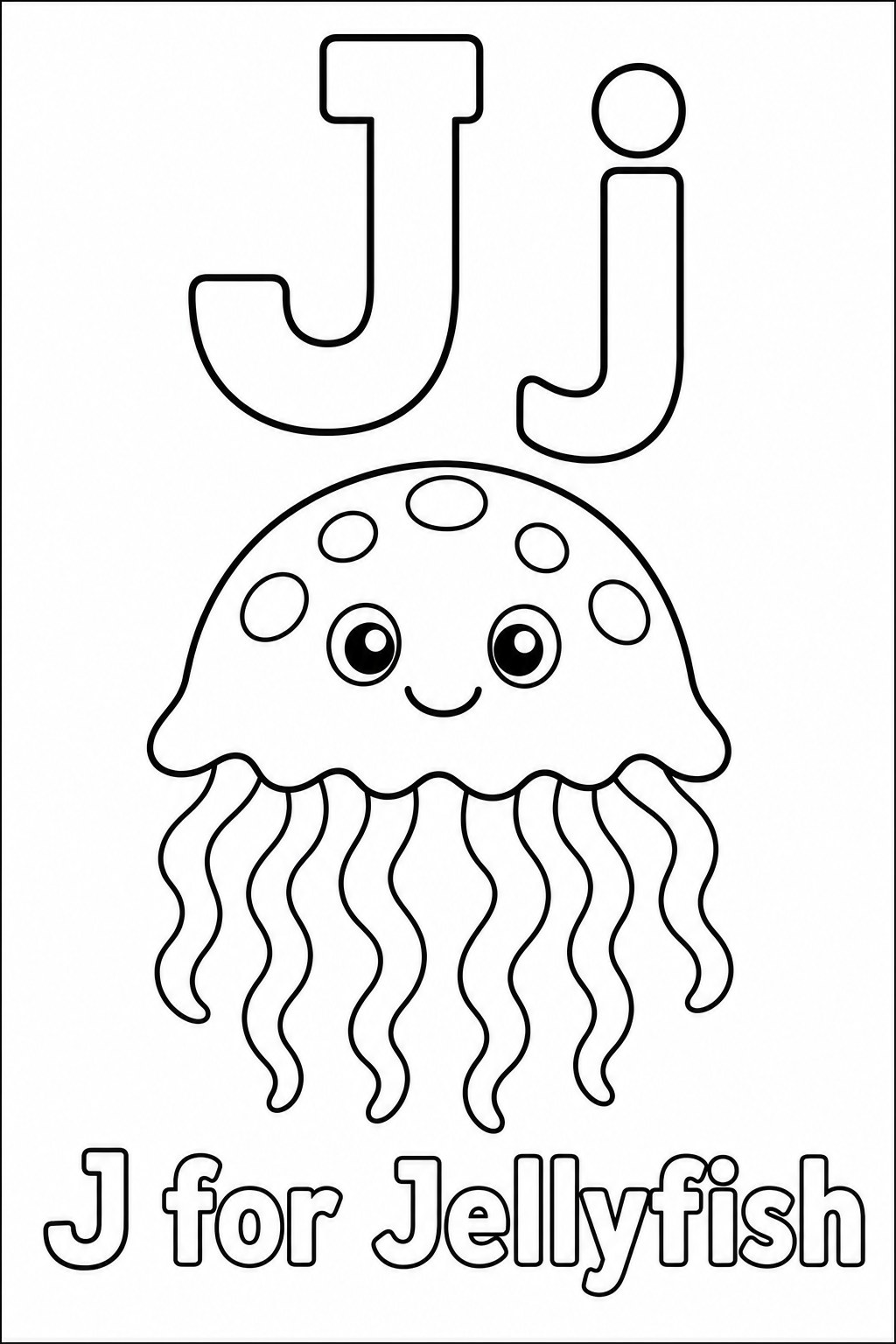 J for Jellyfish coloring page