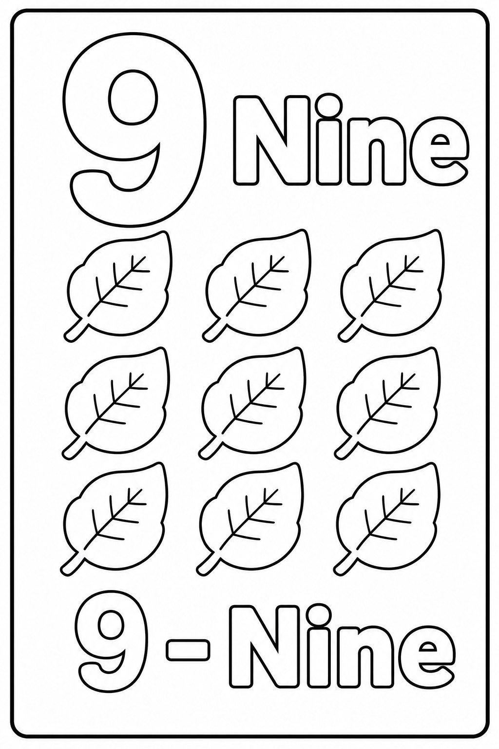 9 - Nine coloring page