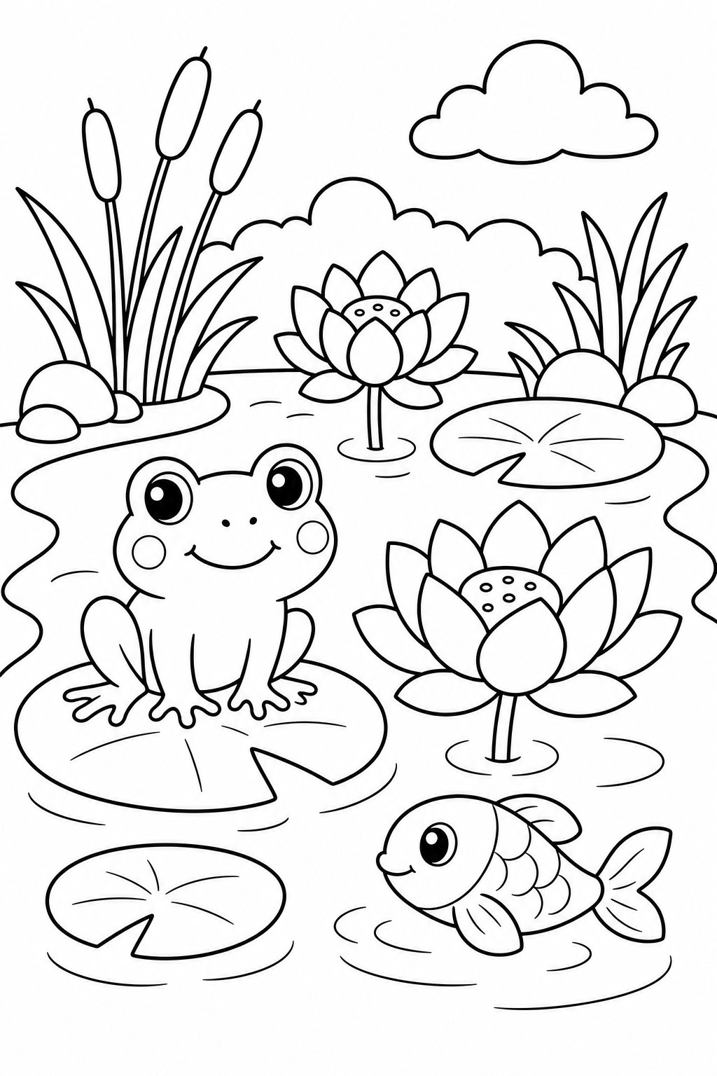 pond with lotus coloring page