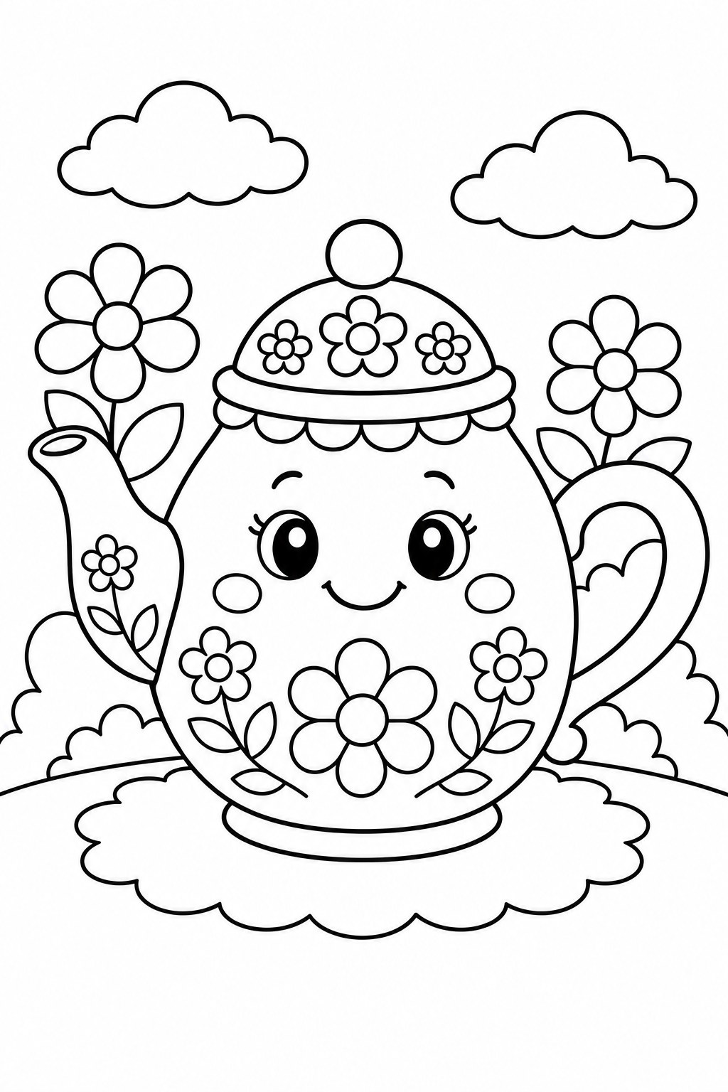 Teapot coloring page - free printable for kids