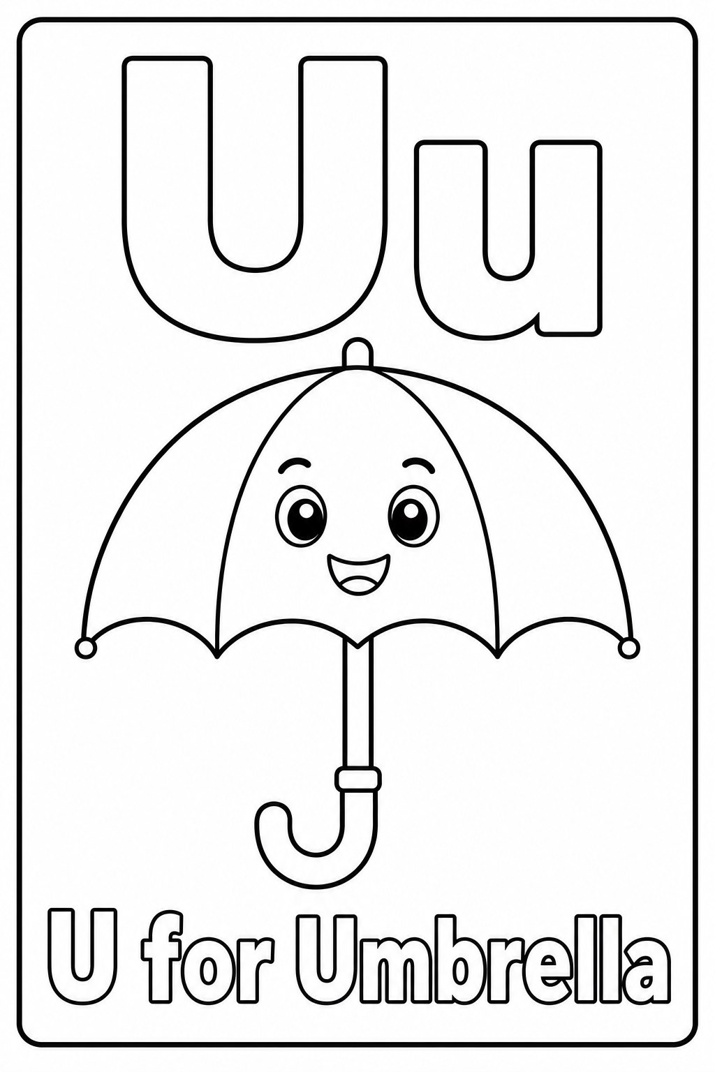 U for Umbrella coloring page