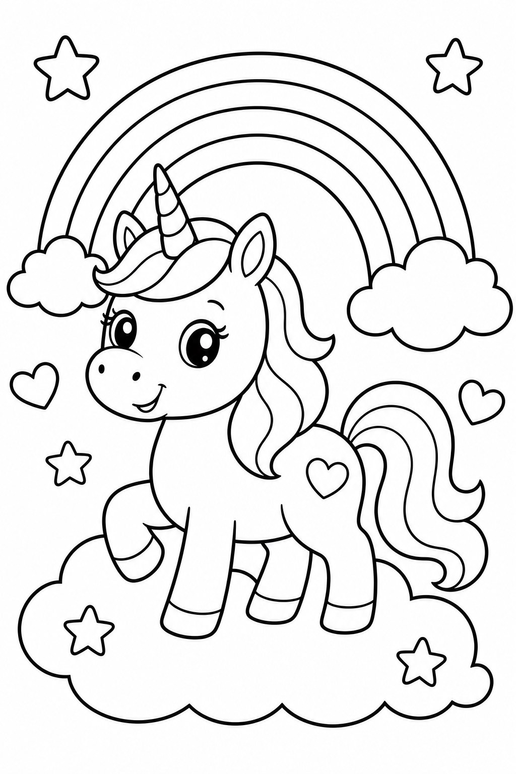 Unicorns & Rainbows coloring page