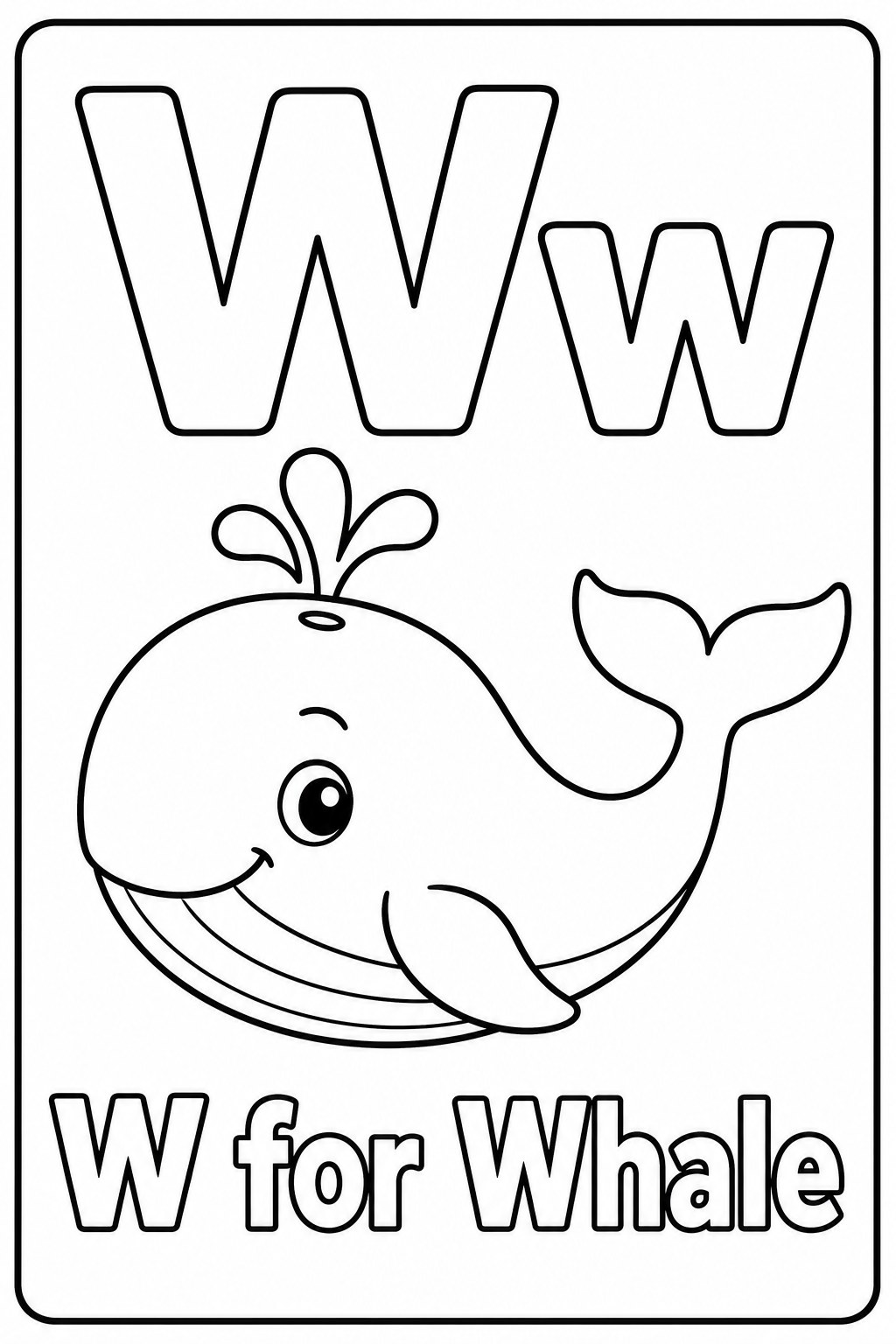 W for Whale coloring page