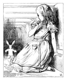Alice and the White Rabbit coloring page
