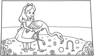 Alice Plays Croquet coloring page