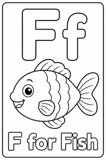 F for Fish coloring page