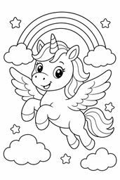 flying unicorns coloring page