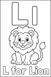 L for Lion coloring page