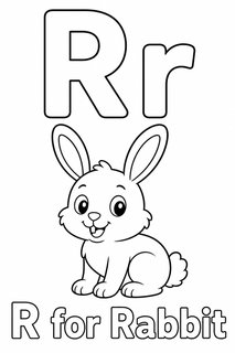 R for Rabbit coloring page