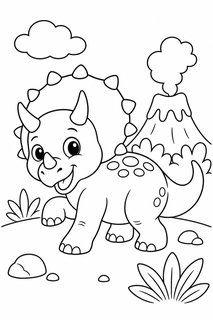 Triceratops, 4 coloring page