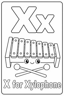 X for Xylophone coloring page