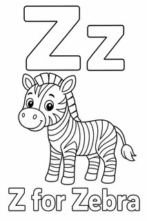Z for Zebra coloring page